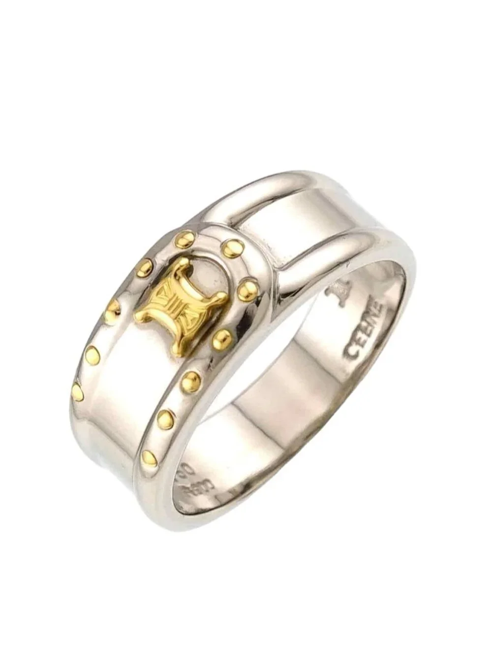 Celine Triomphe Ring Pt Platinum 18k YG 750 Macadam